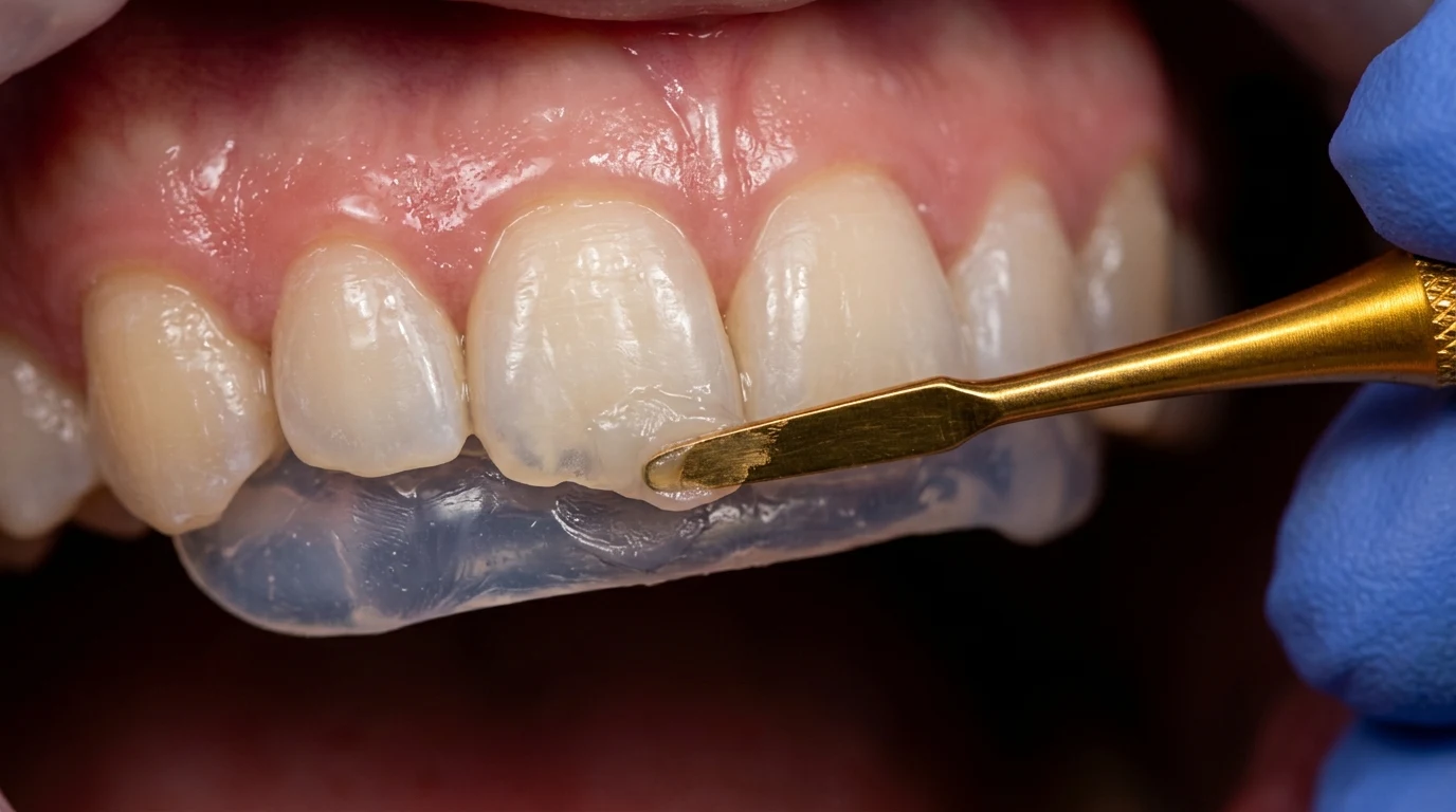 Minimal invaziv kompozit bonding uygulamasında altın uçlu modelaj spatülü ve yarı saydam nano-hibrit rezin tabakaları